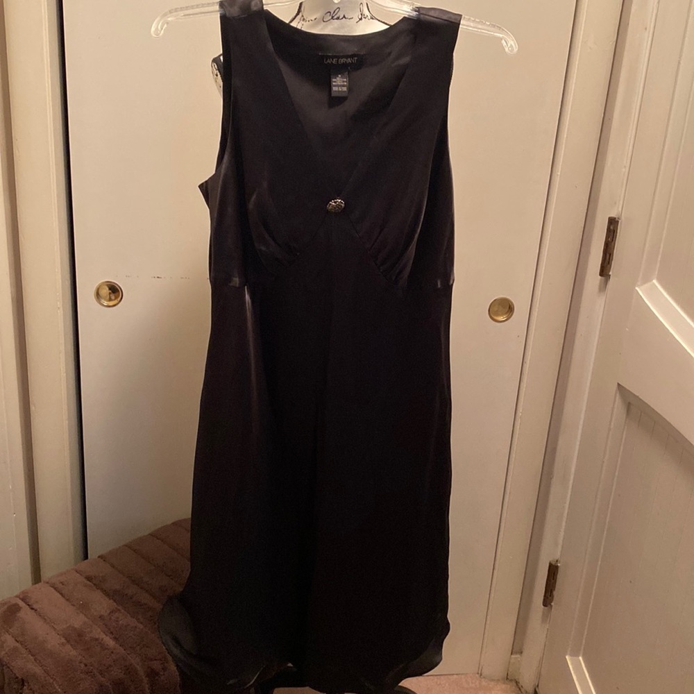 Lane Bryant black satin slip dress